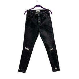 Kancan Women's Black Distressed Ankle Skinny Jeans Size 27 Mid Rise